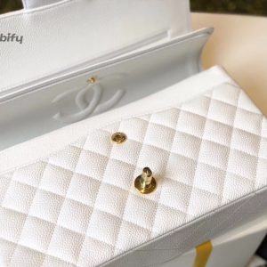 chanel classic medium flapbag golden hardware white 10in255cm buzzbify 1 6
