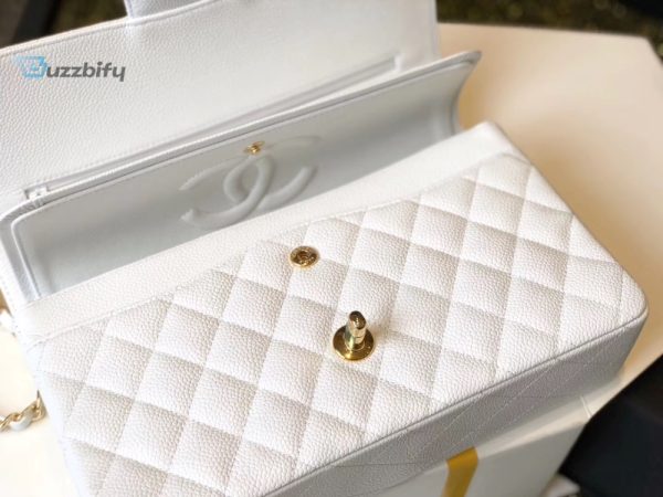 chanel diamond-quilted classic medium flapbag golden hardware white 10in255cm buzzbify 1 6