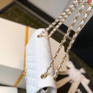 chanel classic medium flapbag golden hardware white 10in255cm buzzbify 1 7