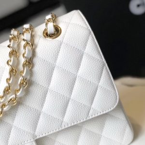 chanel classic medium flapbag golden hardware white 10in255cm buzzbify 1 8