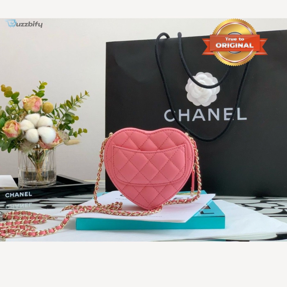 Chanel Mini Heart Bag Coral Pink For Women 7In18cm As3191 B07958 Nh621