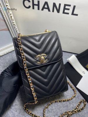 chanel chevron trendy cc phone black bag for women 18cm7in buzzbify 1