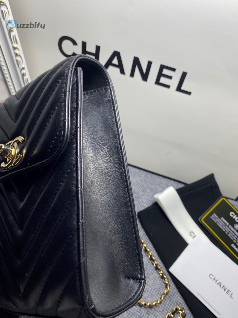 Chanel Caviar Chevron Boy WOC Wallet on Chain Black GHW