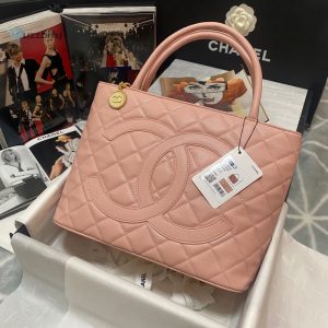 chanel medallion tote gold hardware caviar pink for women womens handbags shoulder bags 156in32cm buzzbify 1