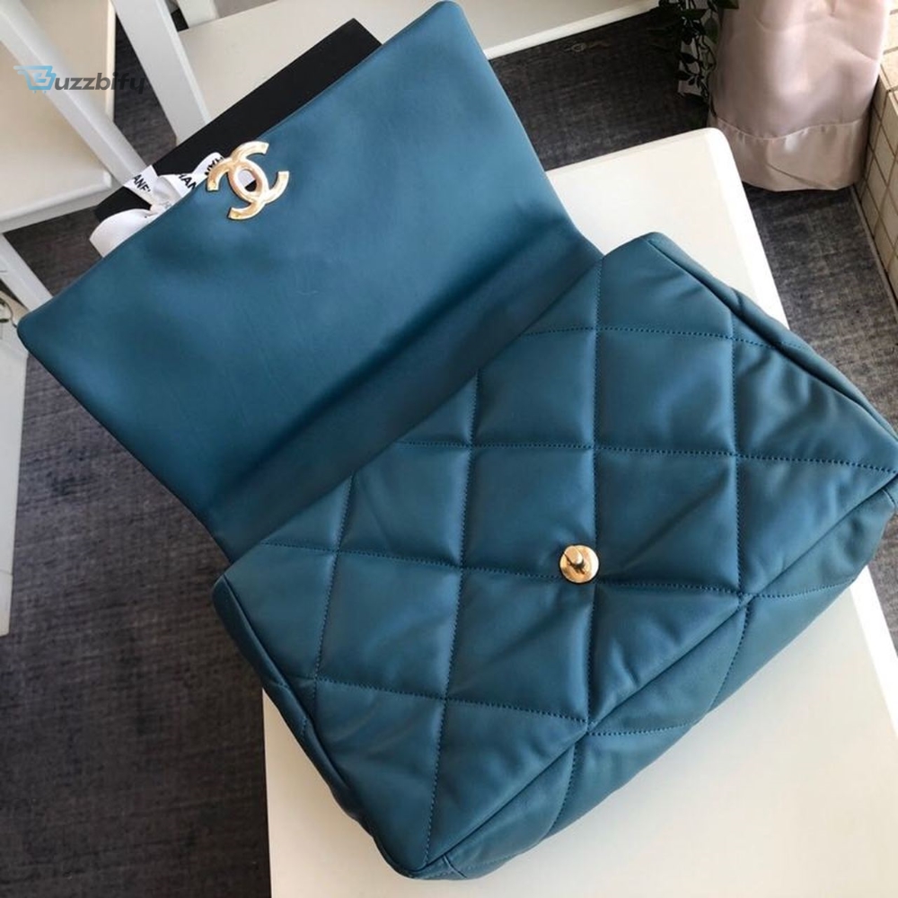 Chanel 19 Maxi Handbag Teal For Women, Women’s Bags, Shoulder And Crossbody Bags 14in/36cm AS1162