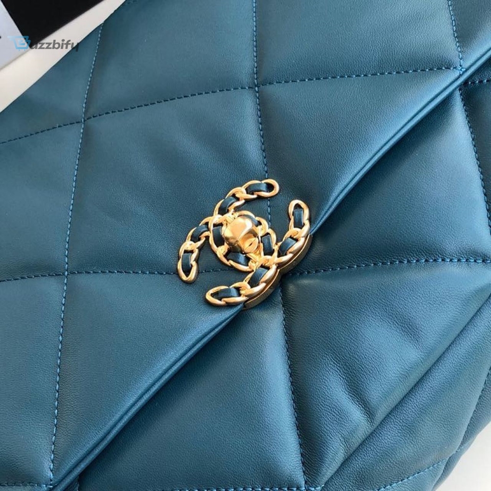 Chanel 19 Maxi Handbag Teal For Women, Women’s Bags, Shoulder And Crossbody Bags 14in/36cm AS1162
