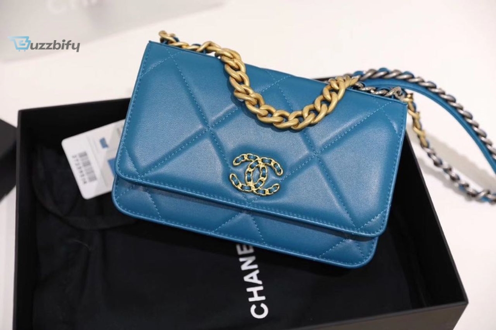 chanel 19 woc flap bag 20cm goatskin leather springsummer act 1 collection blue buzzbify 1