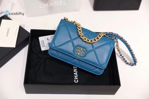 chanel 19 woc flap bag 20cm goatskin leather springsummer act 1 collection blue buzzbify 1 2