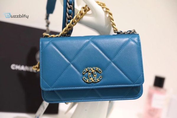 chanel 19 woc flap bag 20cm goatskin leather springsummer act 1 collection blue buzzbify 1 6