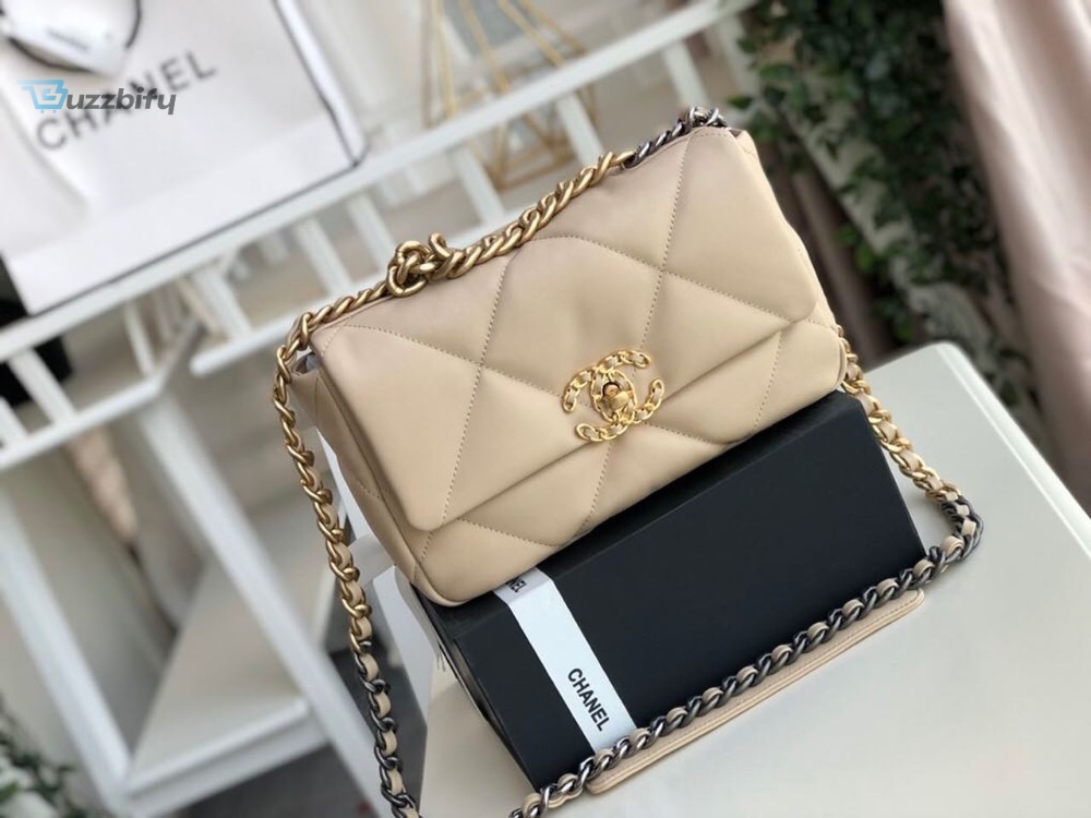 Chanel 19 Flap Bag Beige For Women 10.1In26cm - Buzzbify