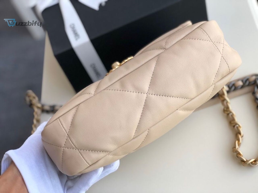 Chanel 19 Flap Bag Beige For Women 10.1in/26cm