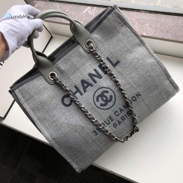 chanel small shopping bag silver hardware grey for women womens handbags shoulder bags 152in39cm as3257 buzzbify 1 2