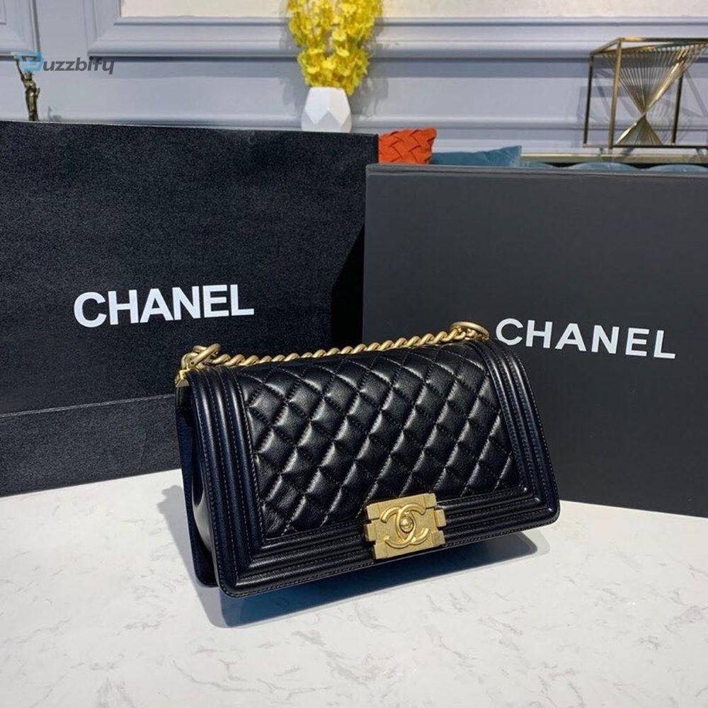 Chanel Boy Handbag Gold Toned Hardware Black For Women, Women’s Bags, Shoulder And Crossbody Bags 9.8in/25cm A67086