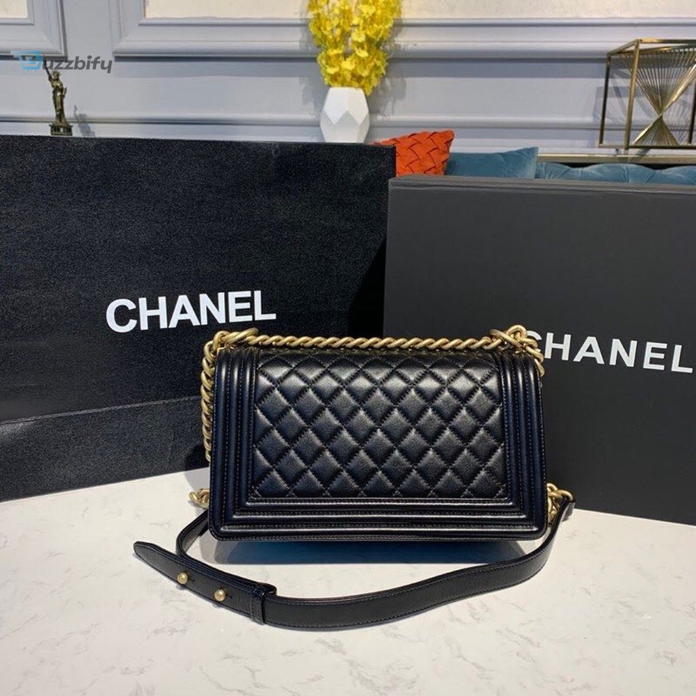 Chanel Boy Handbag Gold Toned Hardware Black For Women, Women’s Bags, Shoulder And Crossbody Bags 9.8in/25cm A67086