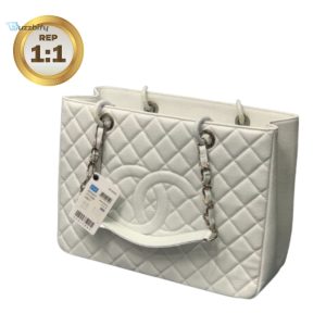 chanel chain tote shoulder bag white for women 13in 33cm a50995 buzzbify 1