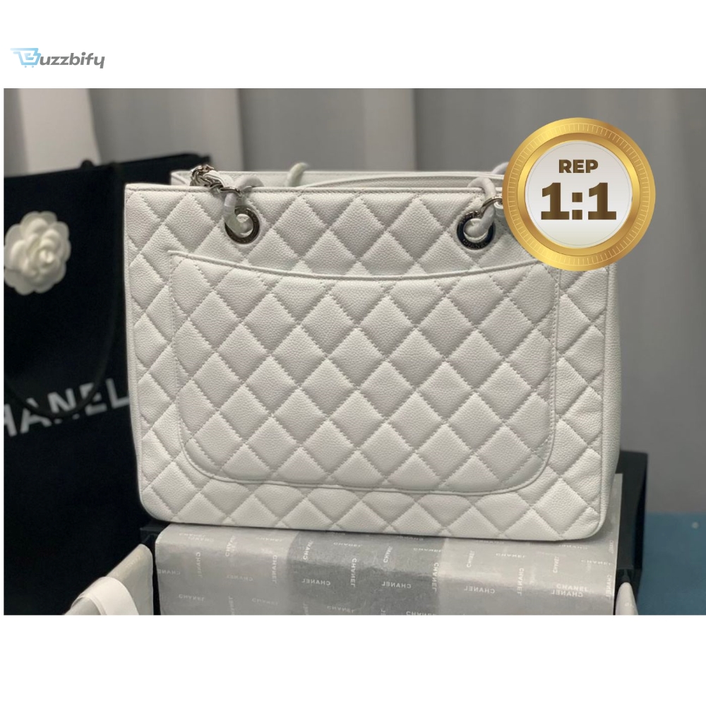 Chanel Chain Tote Shoulder Bag White For Women 13in / 33cm A50995