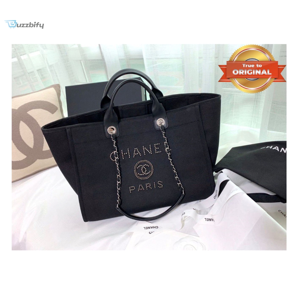 Chanel Large Deauville Pearl Tote Bag Black For Women 15In38cm A66941