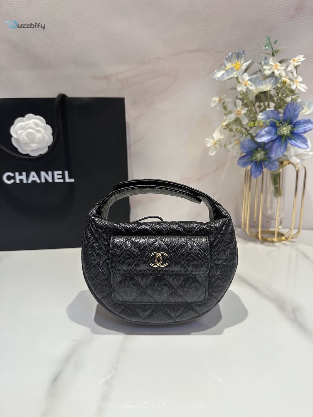 Chanel Caviar Quilted Mini Small Top Handle Bag Whiteblack For Women 16Cm  6.3In
