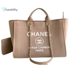 chanel deauville tote canvas bag beige for women 38cm 15in buzzbify 1