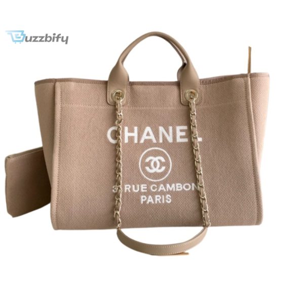 chanel open deauville tote canvas bag beige for women 38cm 15in buzzbify 1