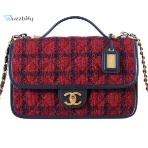 chanel small flap bag with top handle red for women 25cm 98in buzzbify 1