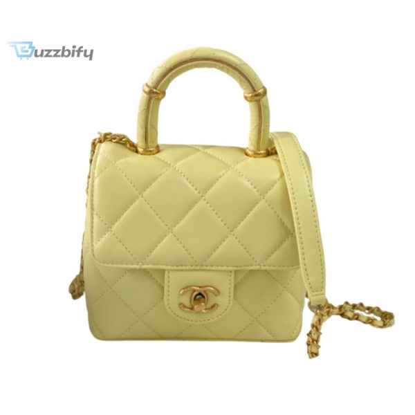 chanel mini flap bag with top handle yellowbeige for women 15cm 6in as4035 buzzbify 1