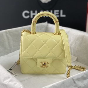 chanel mini flap bag with top handle yellowbeige for women 15cm 6in as4035 buzzbify 1 3