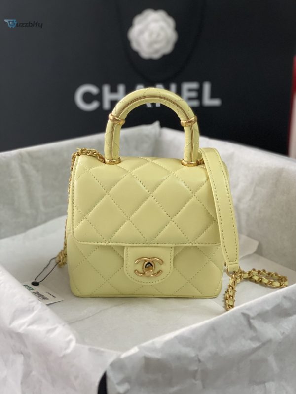 chanel mini flap bag with top handle yellowbeige for women 15cm 6in as4035 buzzbify 1 3