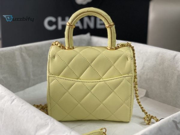 chanel mini flap bag with top handle yellowbeige for women 15cm 6in as4035 buzzbify 1 4