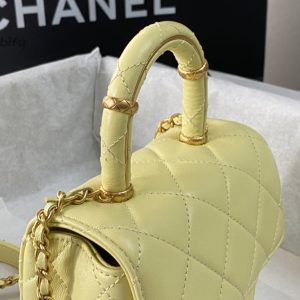 chanel mini flap bag with top handle yellowbeige for women 15cm 6in as4035 buzzbify 1 8