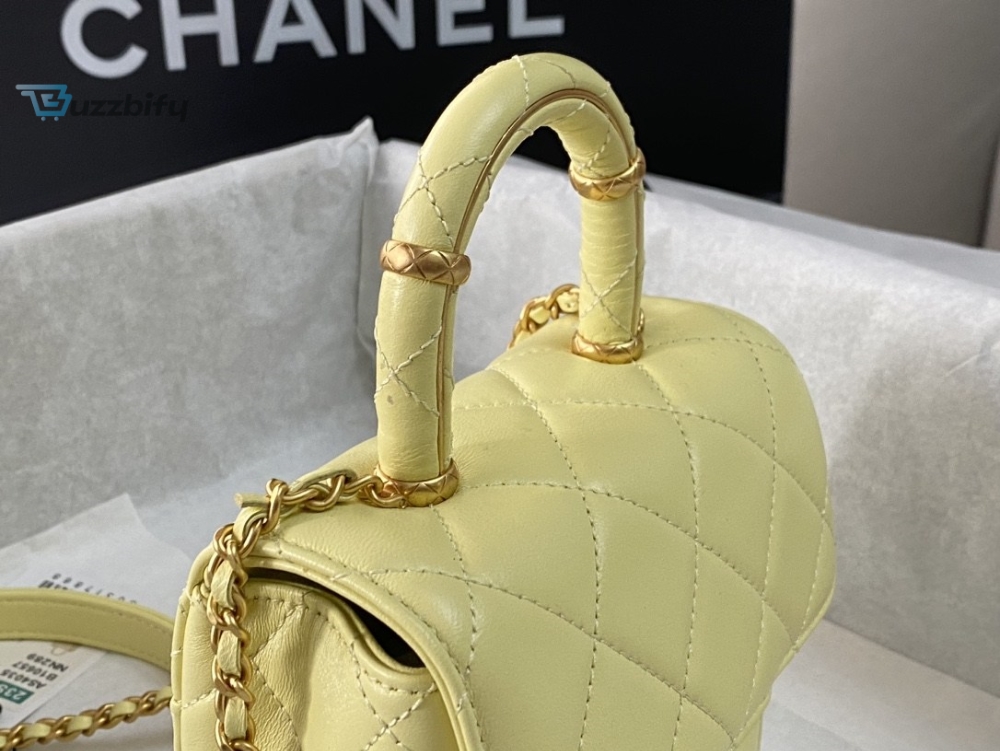 Chanel Mini Flap Bag With Top Handle Yellowbeige For Women 15Cm 6In As4035 30 Chanel Mini Flap Bag With Top Handle Yellow/Beige For Women 15cm / 6in AS4035