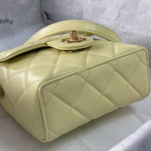 chanel mini flap bag with top handle yellowbeige for women 15cm 6in as4035 buzzbify 1 9
