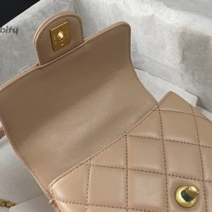 chanel mini flap bag with top handle yellowbeige for women 15cm 6in as4035 buzzbify 1 10