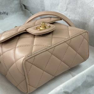 chanel mini flap bag with top handle yellowbeige for women 15cm 6in as4035 buzzbify 1 13