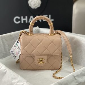 chanel mini flap bag with top handle yellowbeige for women 15cm 6in as4035 buzzbify 1 20