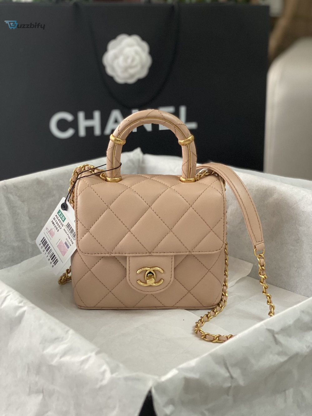 Chanel Mini Flap Bag With Top Handle Yellowbeige For Women 15Cm 6In As4035 40 Chanel Mini Flap Bag With Top Handle Yellow/Beige For Women 15cm / 6in AS4035