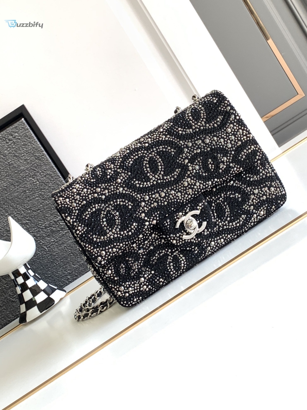 Chanel Paris Double Flap Handbag Black For Women 20Cm  7.9In