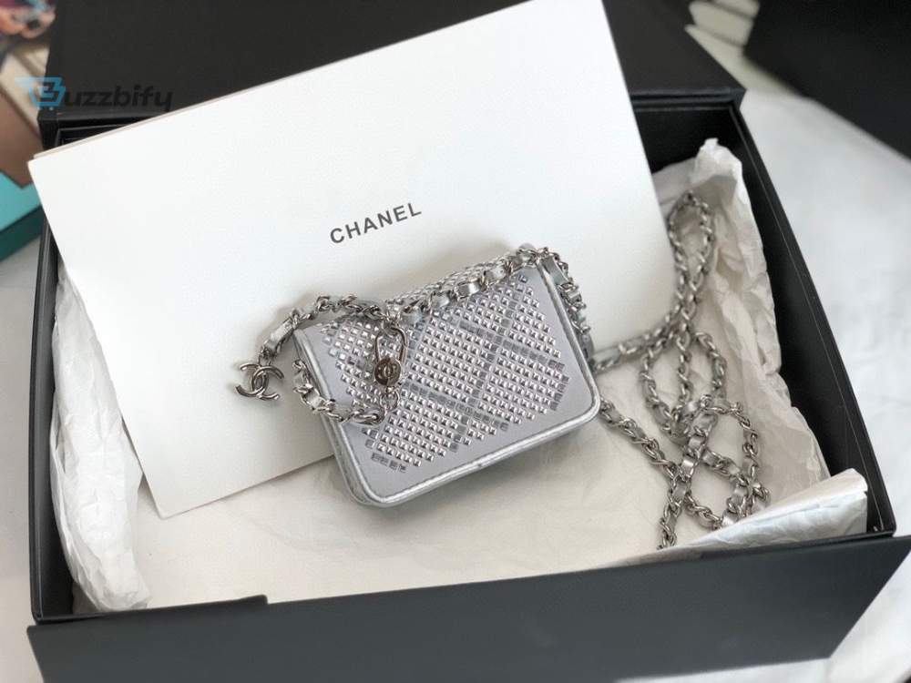Chanel Metallic Mini Flap Bag Silver For Women 16.7cm / 6.6in