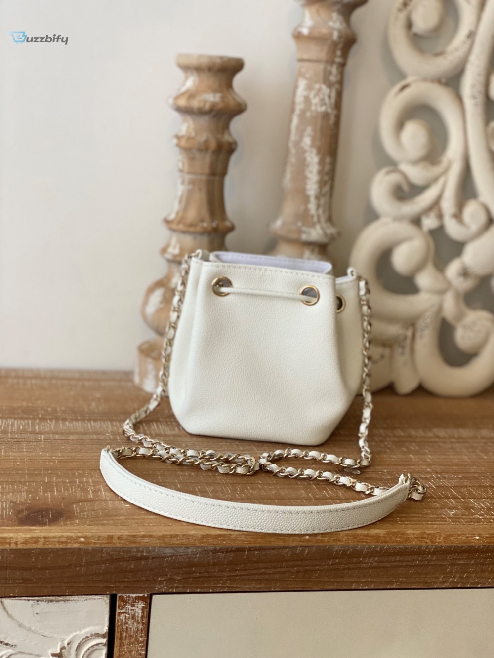 Chanel Mini Bucket Bag With Strap White For Women Womens Bags 4.9In12.5Cm Ap2913 B05052 10601