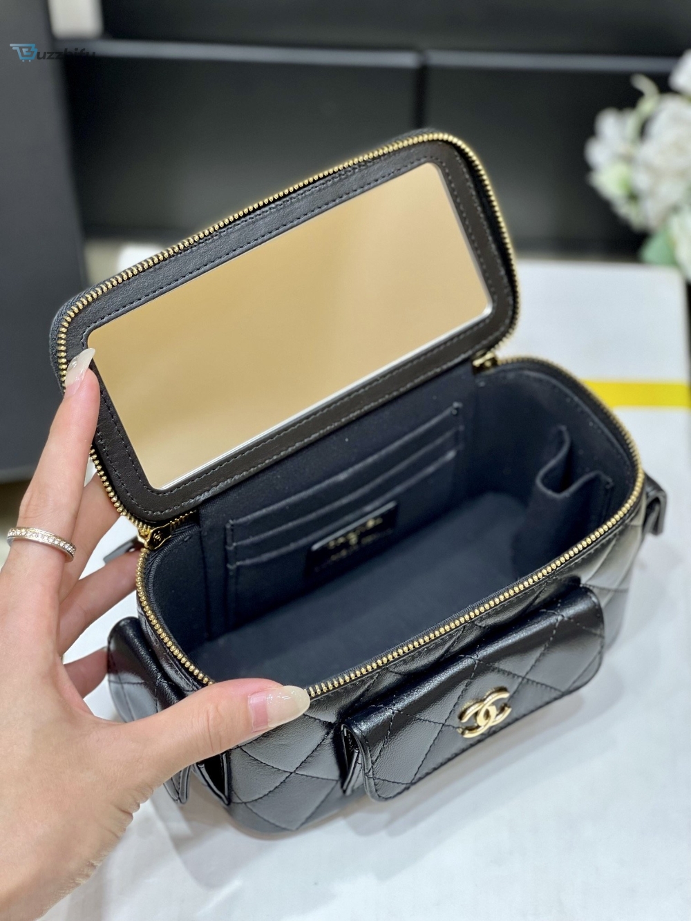 Chanel Vanity Bag With Strap Black For Women Womens Bags 6.6In17cm Ap3017 B09208 94305