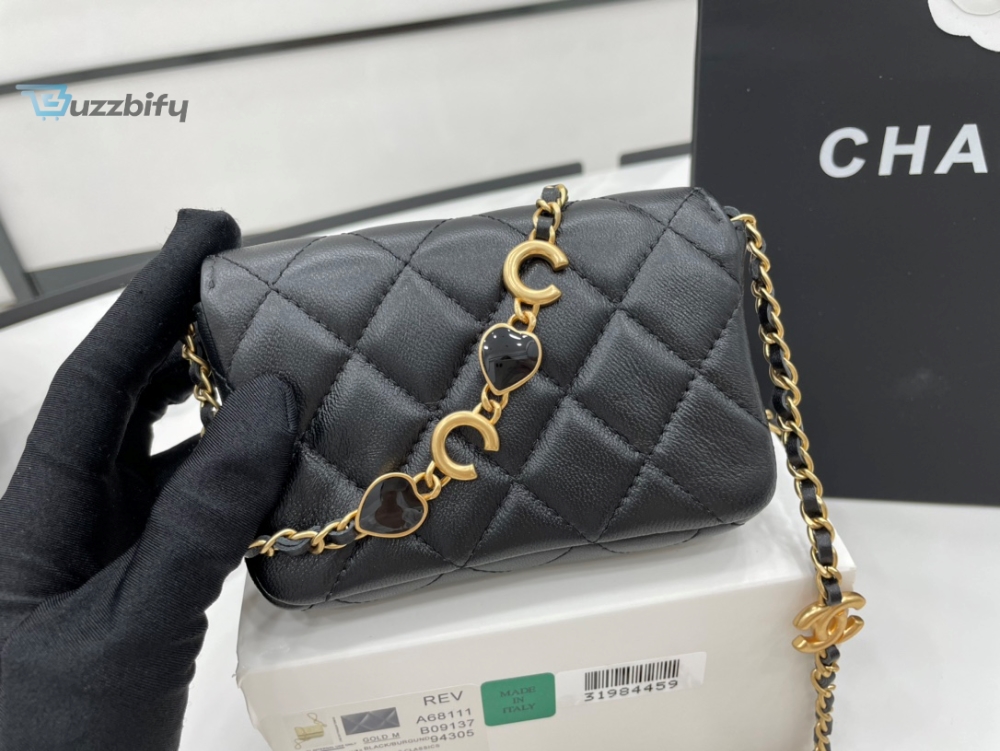 Chanel Classic Distressed Black For Women Womens Bags 4.7In12cm