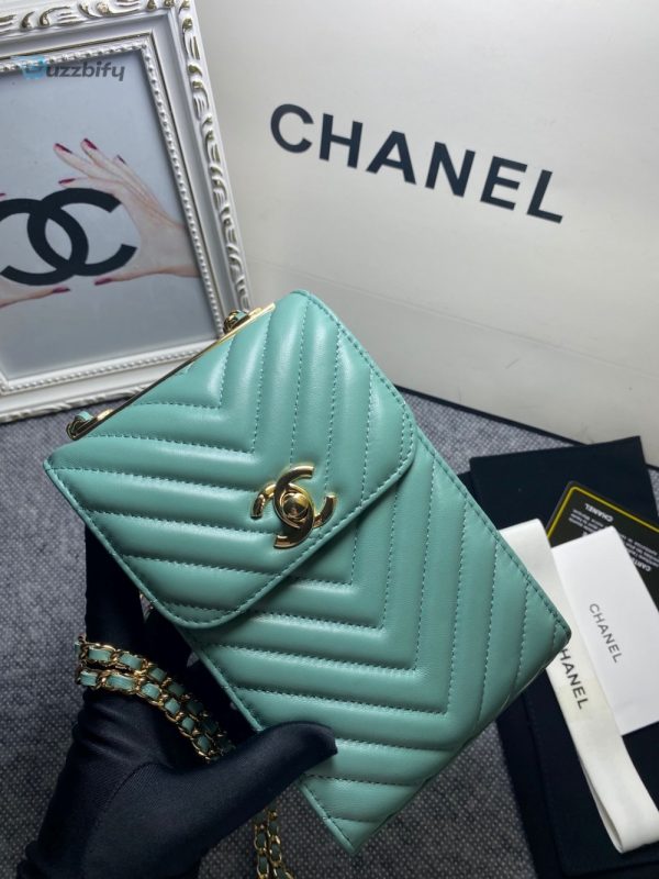 chanel chevron trendy cc phone mint bag for women 18cm7in buzzbify 1 4