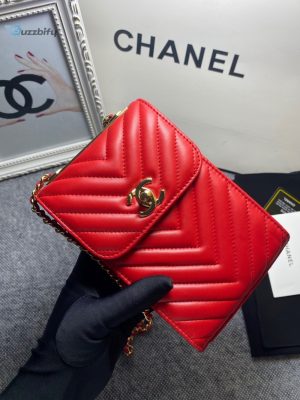 chanel chevron trendy cc phone red bag for women 18cm7in buzzbify 1