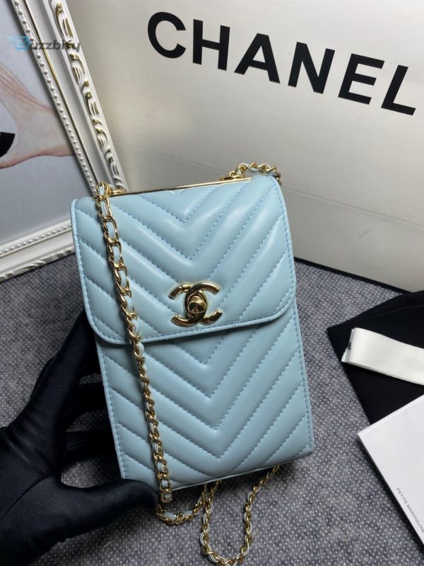 chanel chevron trendy cc phone light blue bag for women 18cm7in buzzbify 1