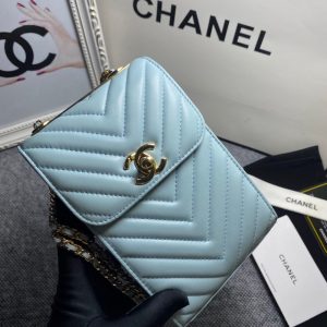 chanel chevron trendy cc phone light blue bag for women 18cm7in buzzbify 1 1