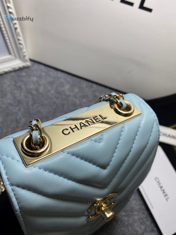 chanel chevron trendy cc phone light blue bag for women 18cm7in buzzbify 1 2