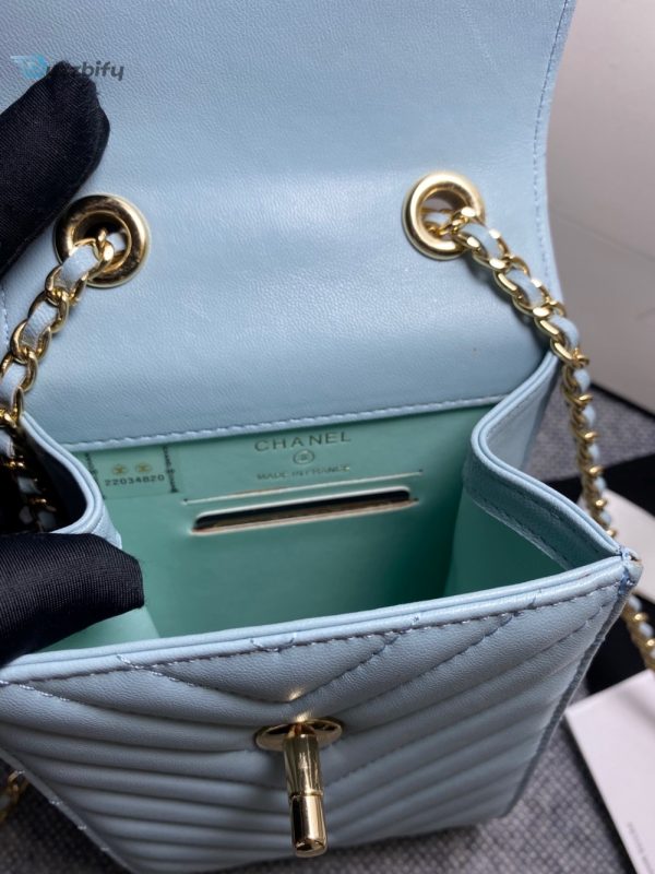chanel chevron trendy cc phone light blue bag for women 18cm7in buzzbify 1 4