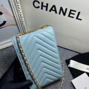 chanel chevron trendy cc phone light blue bag for women 18cm7in buzzbify 1 7
