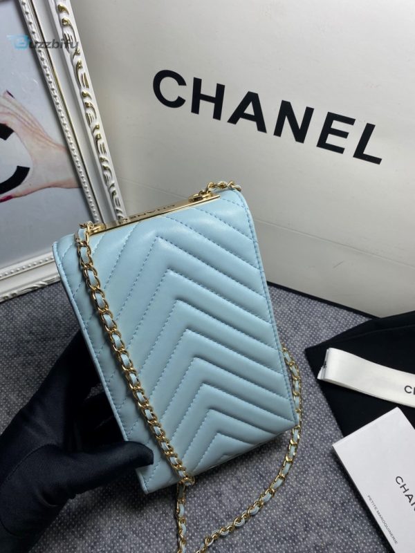 chanel chevron trendy cc phone light blue bag for women 18cm7in buzzbify 1 7