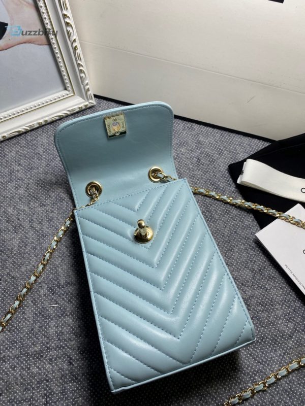 chanel chevron trendy cc phone light blue bag for women 18cm7in buzzbify 1 8